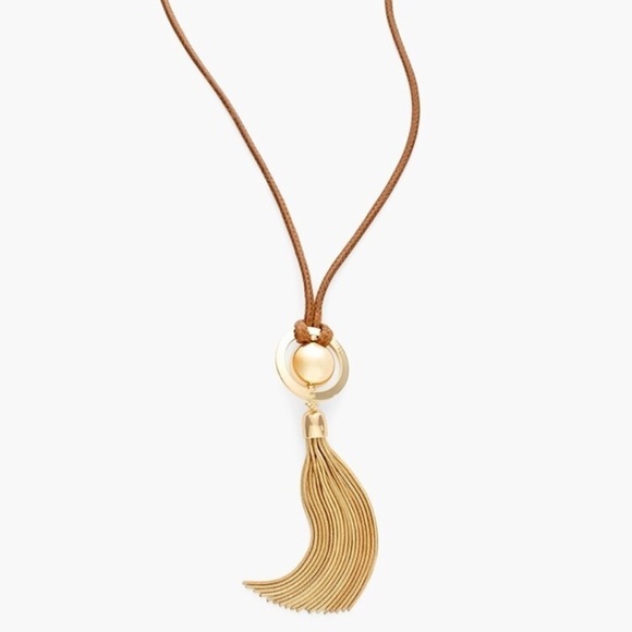 Chicos tegan necklace NEW Gold toned and Tan Tassel Necklace - Picture 3 of 8